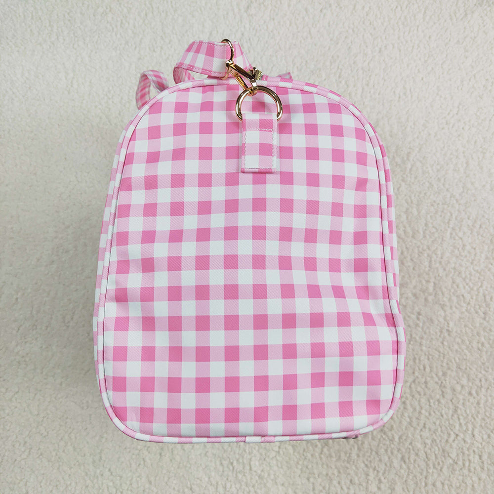 Pink Checkered Print Gym Ruffle Bags