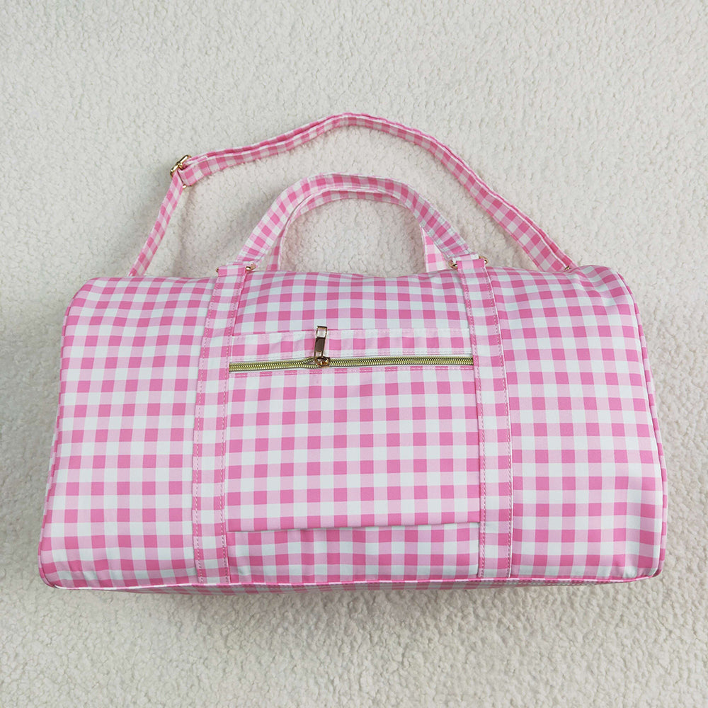 Pink Checkered Print Gym Ruffle Bags