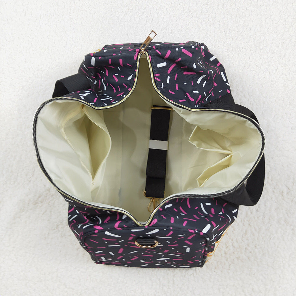 Black Ice Cream Drip Zipper Gym Bags