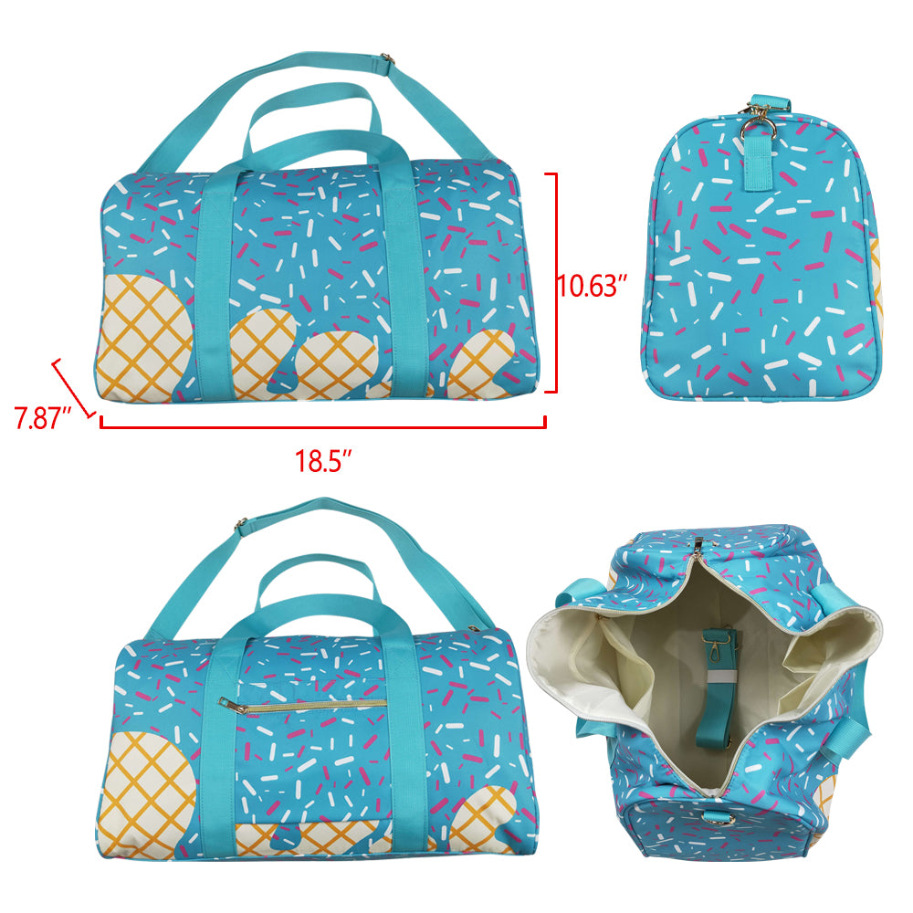 Blue Ice Cream Drip Zipper Gym Bags