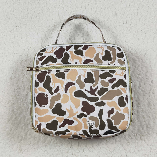 Green Deer Western Camo Print Zipper Lunch Bags