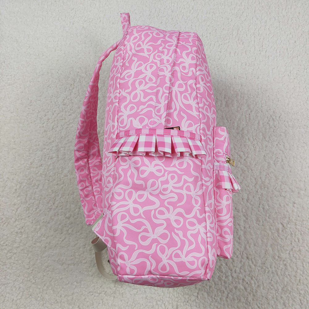 Baby Girls Pink Bows Plaid Ruffle School Bags