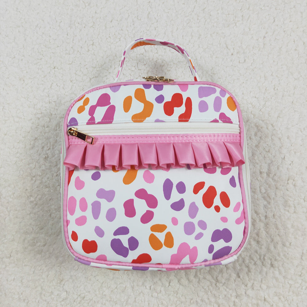 Baby Girls Pink Leopard Ruffle School Bags Lunch Boxes