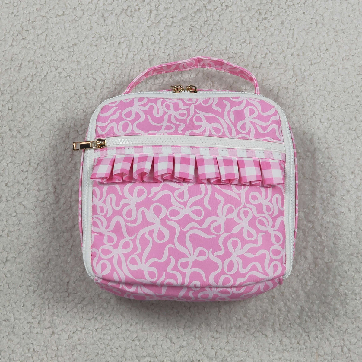 Baby Girls Pink Bows Plaid Ruffle School Bags Lunch Boxes