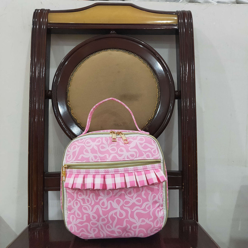 Baby Girls Pink Bows Plaid Ruffle School Bags Lunch Boxes