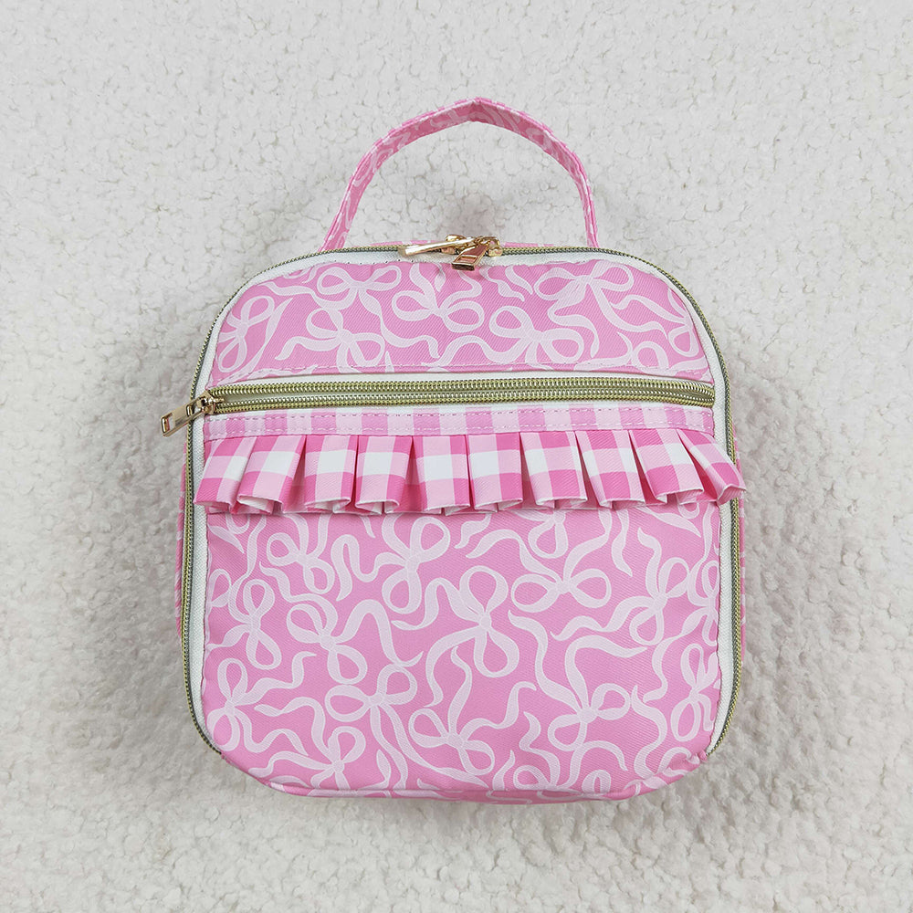 Baby Girls Pink Bows Plaid Ruffle School Bags Lunch Boxes