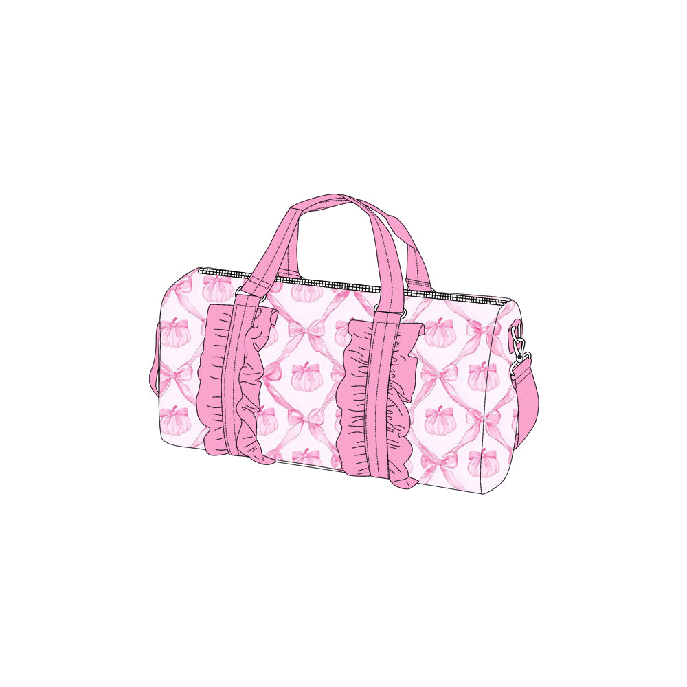 Pink Bows Pumpkins Ruffle Gym Bags Preorder