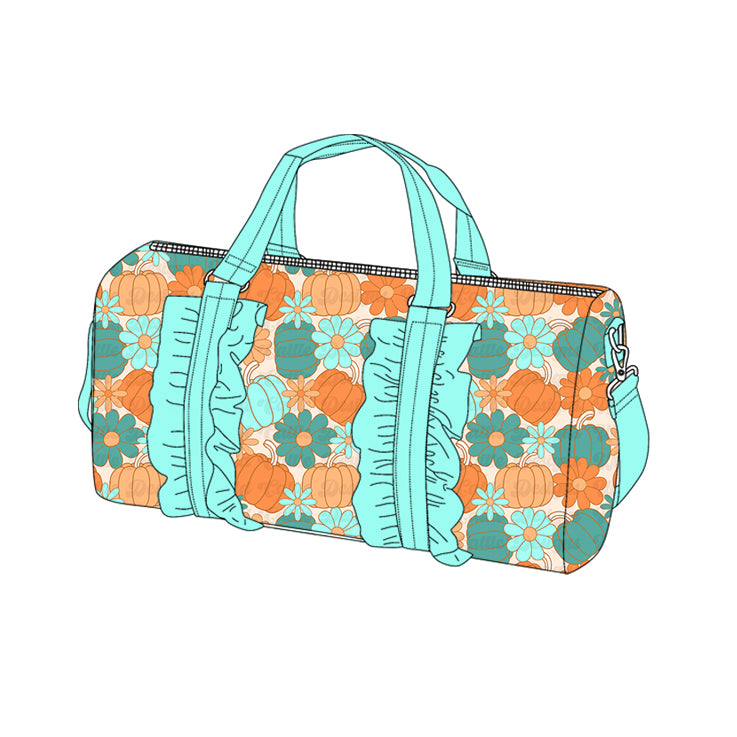 Aqua Ruffle Pumpkins Flowers Gym Bags Preorder