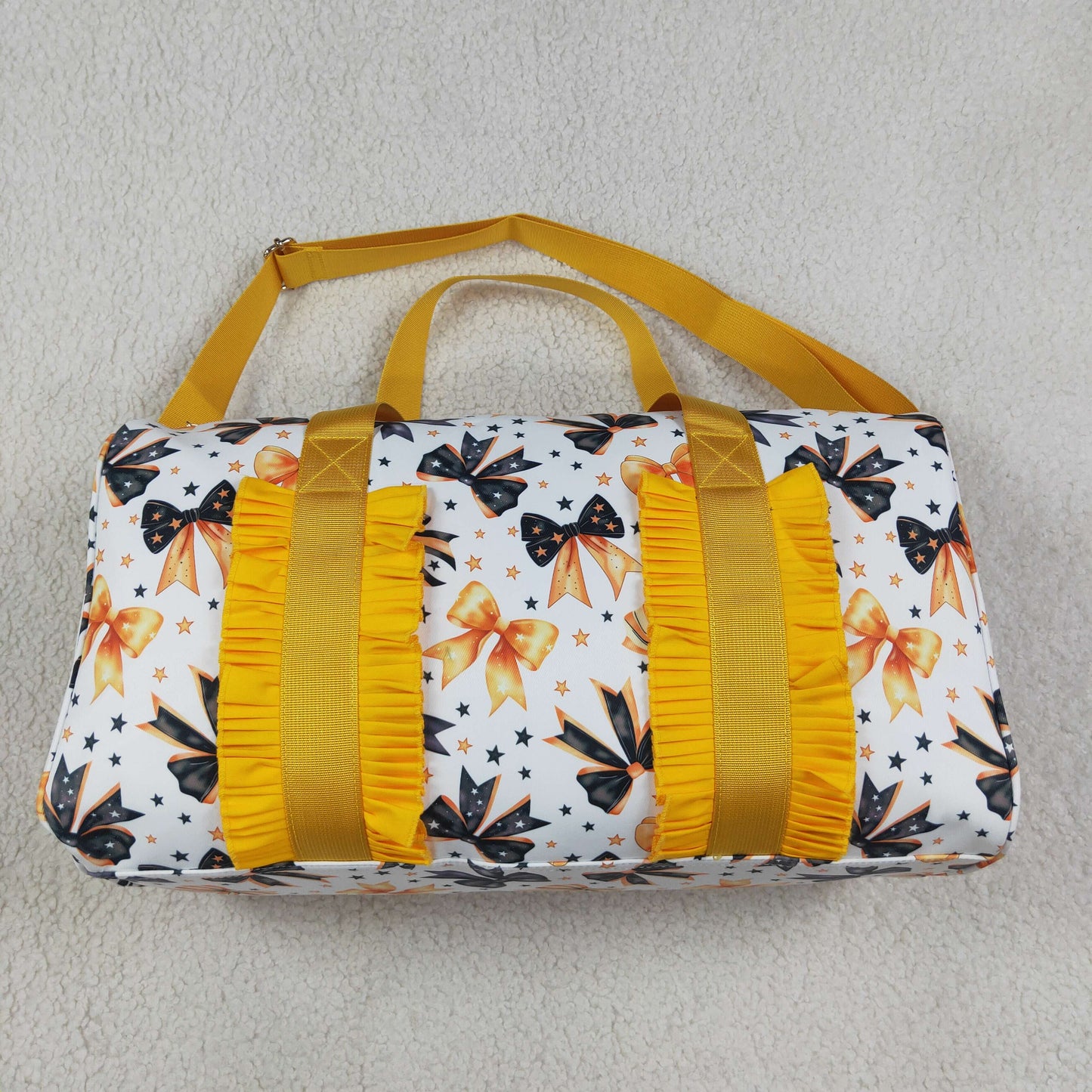 Adult Women Orange Black Stars Bows Gym Bags