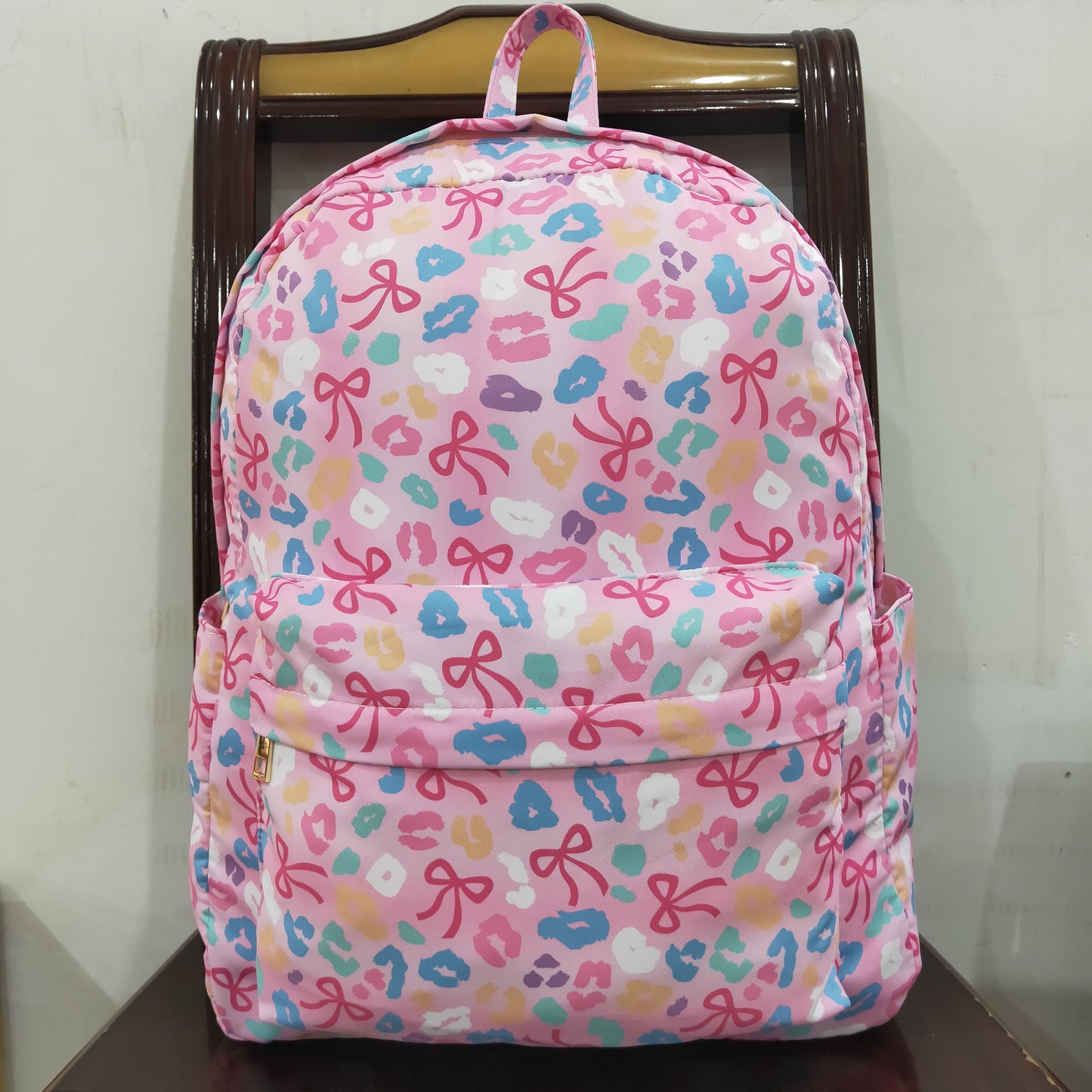 USA Shop Baby Girls Colorful Leopard Bows Backpack School Bags