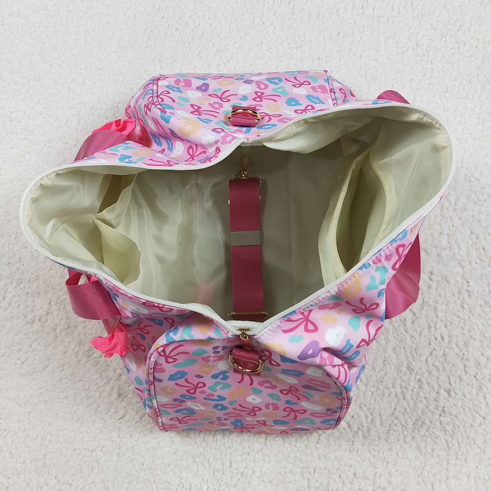Pink Leopard Bows Gym Duffels Weekend Bags
