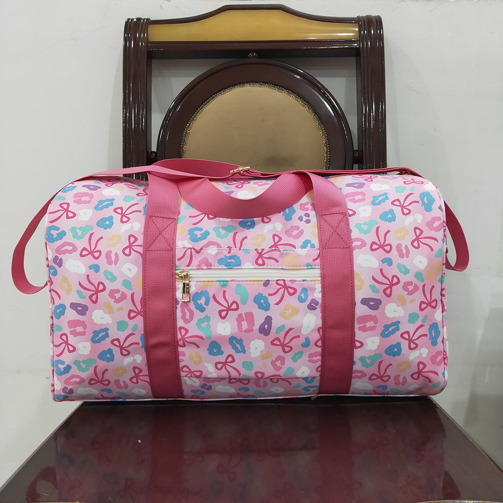 Pink Leopard Bows Gym Duffels Weekend Bags