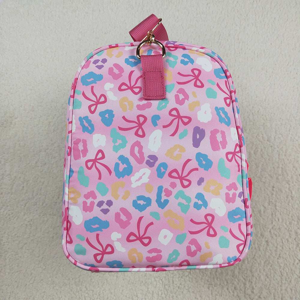 Pink Leopard Bows Gym Duffels Weekend Bags