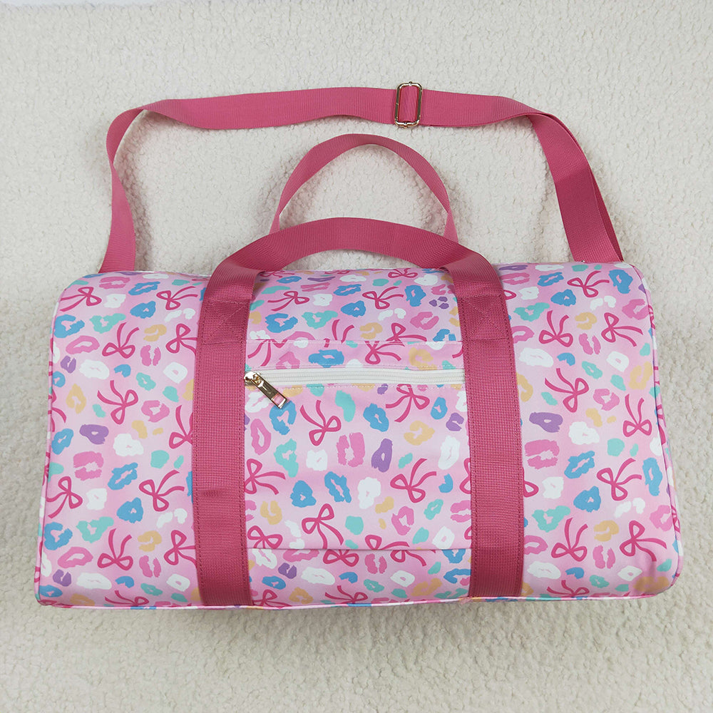Pink Leopard Bows Gym Duffels Weekend Bags