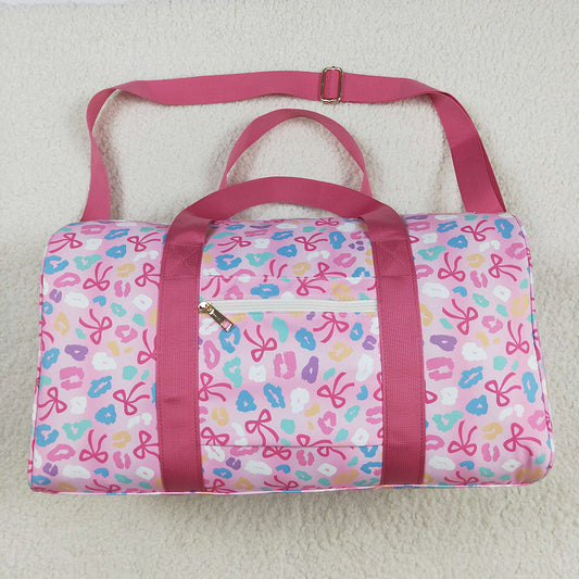 Pink Leopard Bows Gym Duffels Weekend Bags