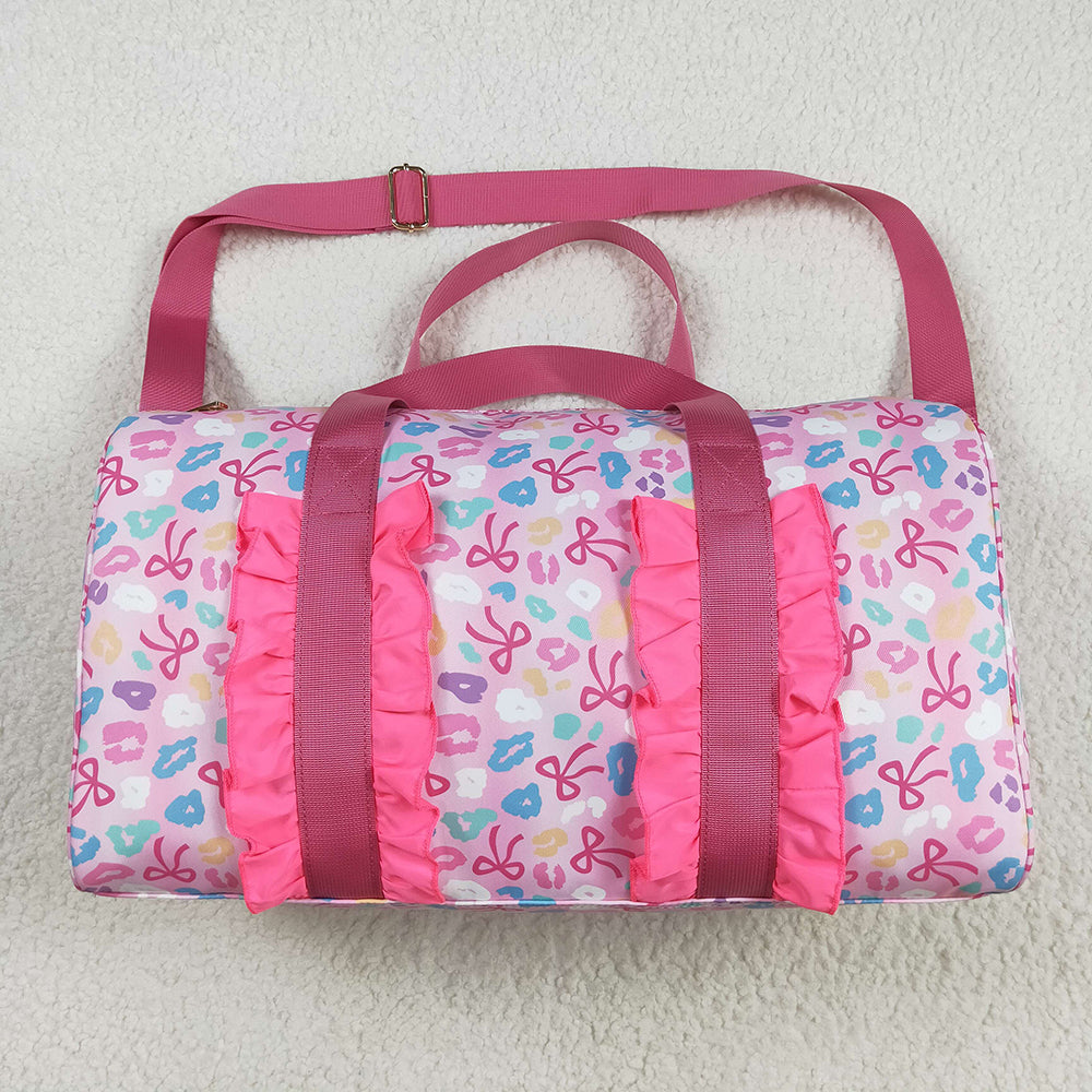Pink Leopard Bows Gym Duffels Weekend Bags
