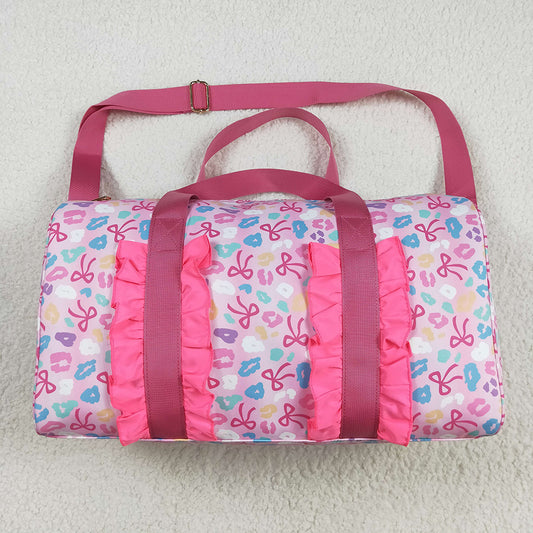 Pink Leopard Bows Gym Duffels Weekend Bags
