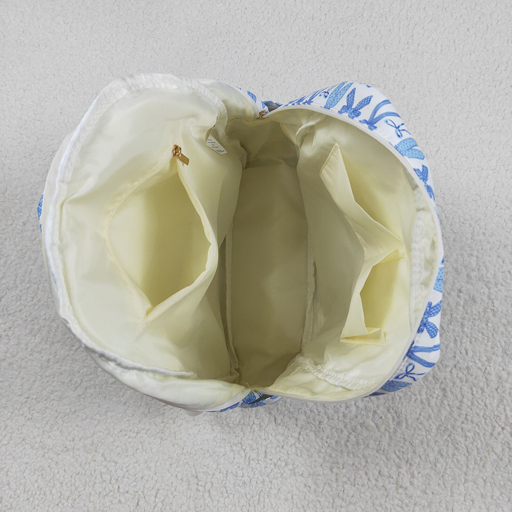 Baby Kids Sky Blue Bows Plaid Zipper School Back Bags