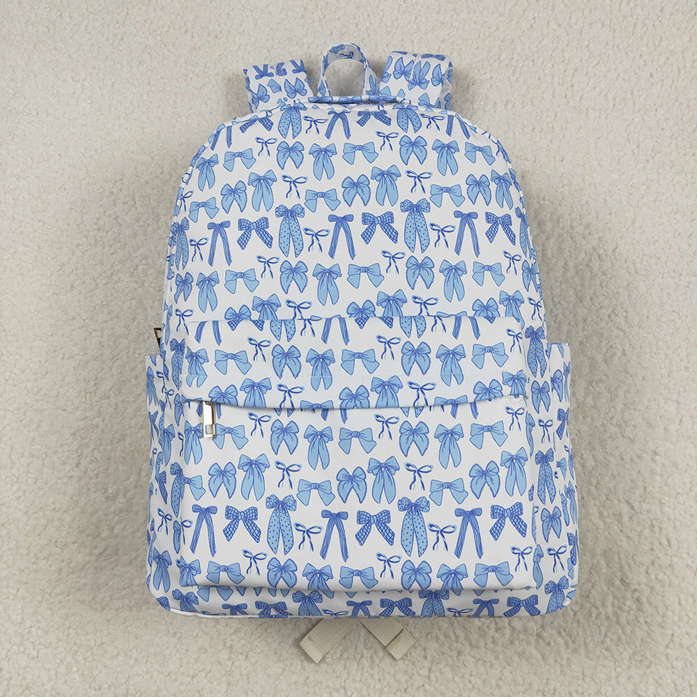Baby Kids Sky Blue Bows Plaid Zipper School Back Bags