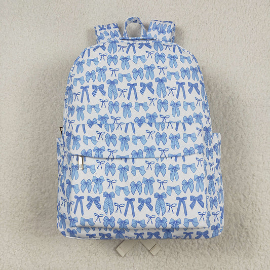 Baby Kids Sky Blue Bows Plaid Zipper School Back Bags