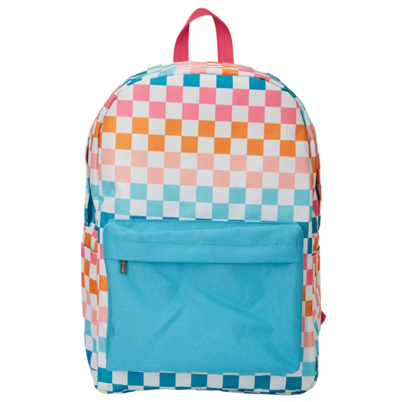 Baby Kids Blue Pink Orange Plaid Zipper School Back Bags Preorder