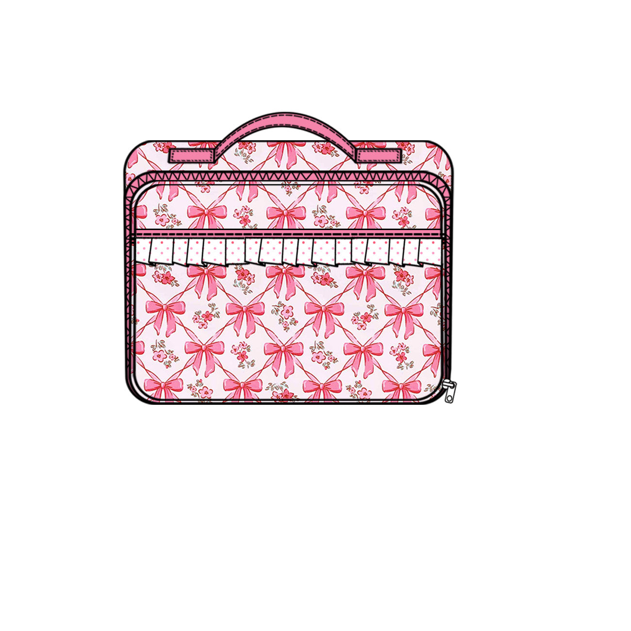 Baby Kids Pink Bows Flowers Plaid Zipper Lunch Boxes Preorder