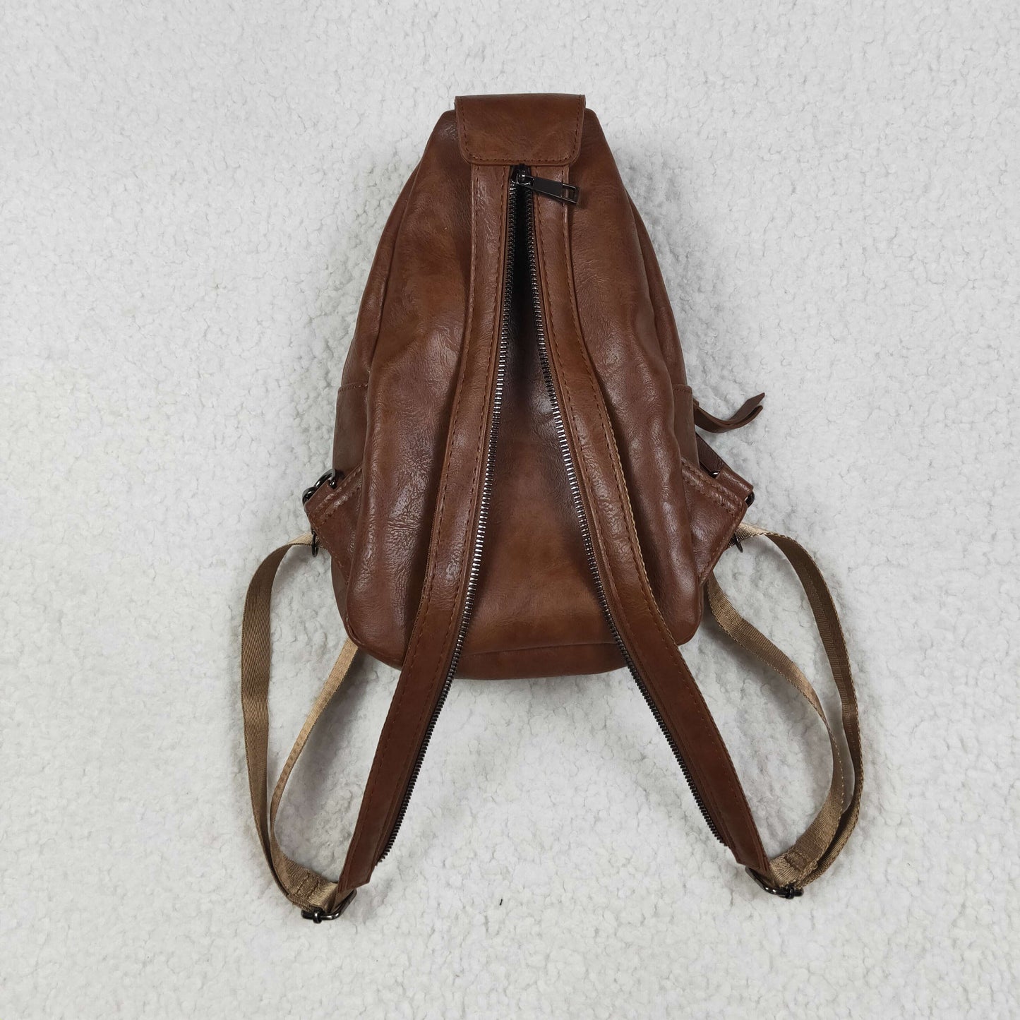 USA Brown Zipper Flowers Back Bags