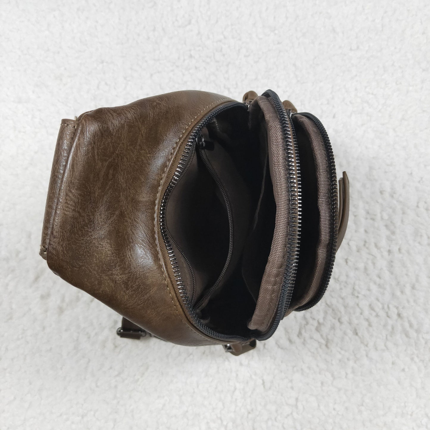 USA Dark Brown Zipper Flowers Back Bags