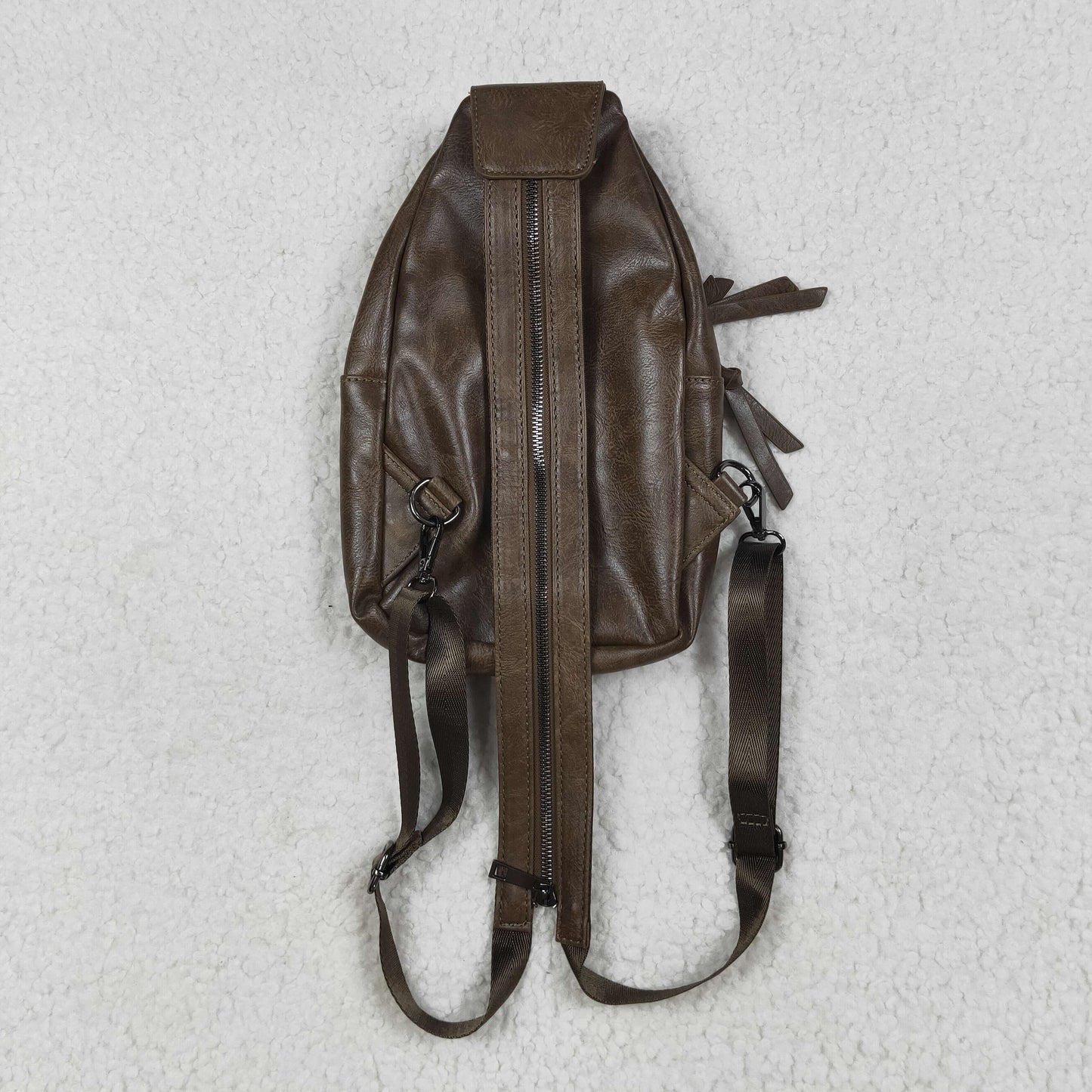 USA Dark Brown Zipper Flowers Back Bags