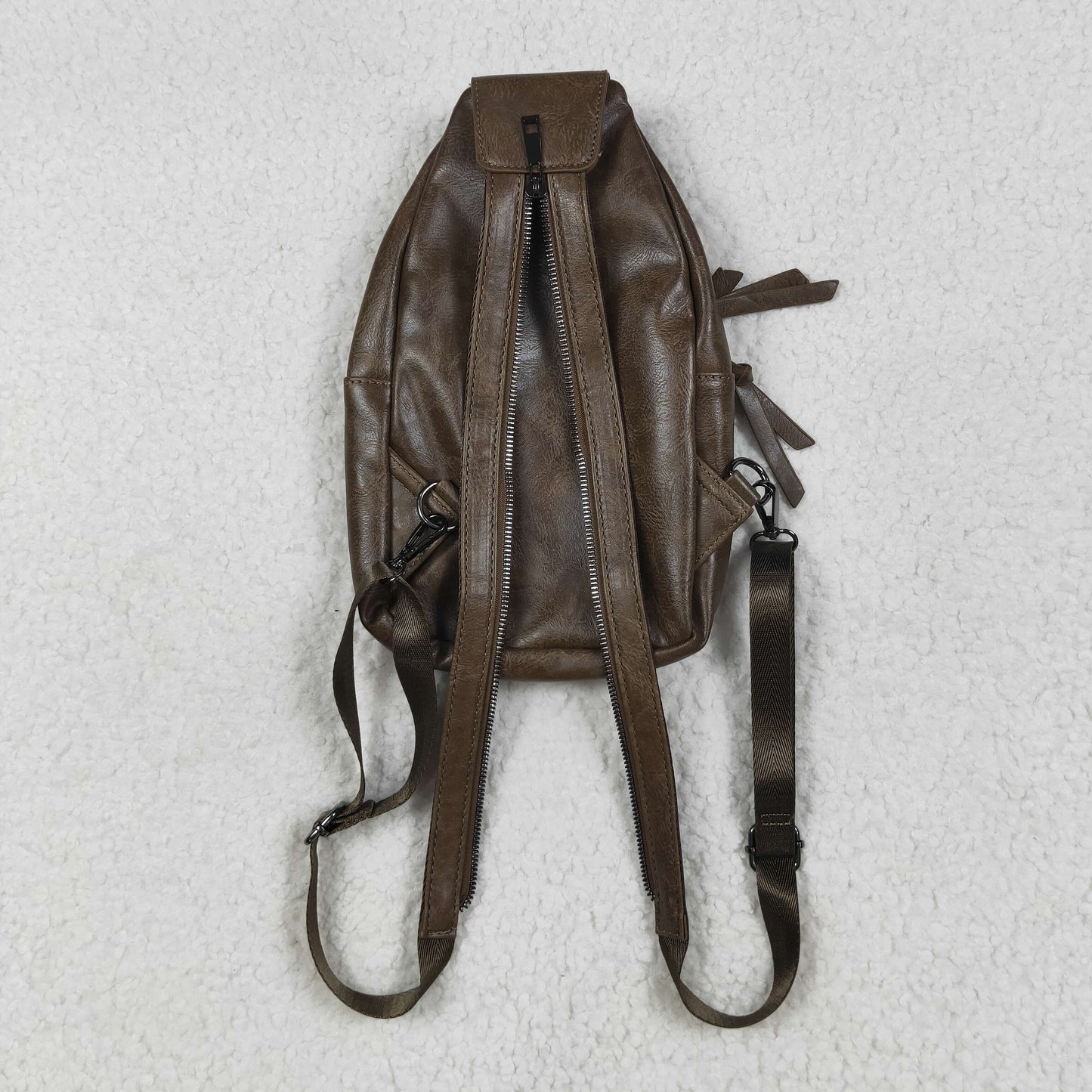 USA Dark Brown Zipper Flowers Back Bags