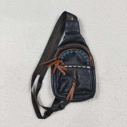 USA Black Zipper Flowers Back Bags