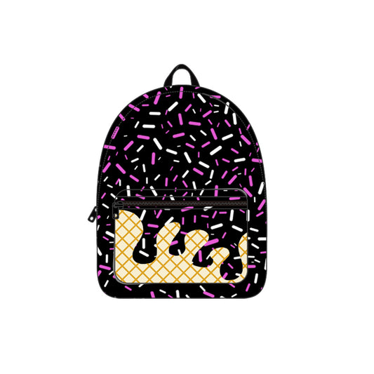 Baby Kids Black Drip Team Zipper School Back Bags Preorder
