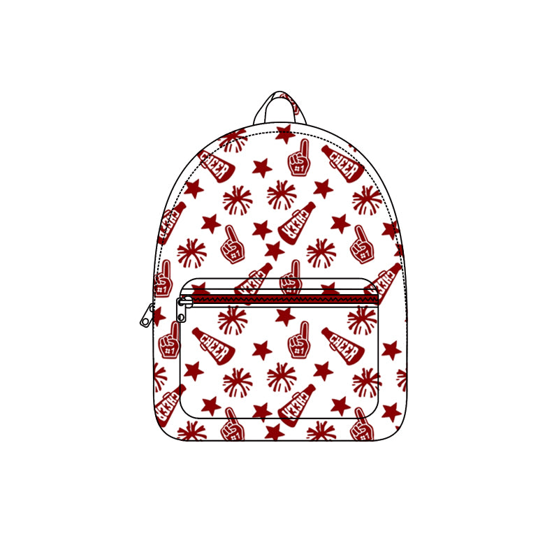 Baby Kids Team Dark Red Cheer Fireworks Zipper School Back Bags Preorder