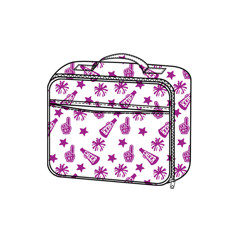 Baby Kids Team Purple Cheer Fireworks Zipper School Lunch Boxes Preorder