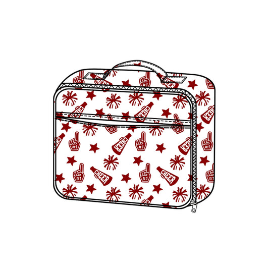 Baby Kids Team Dark Red Cheer Fireworks Zipper School Lunch Boxes Preorder