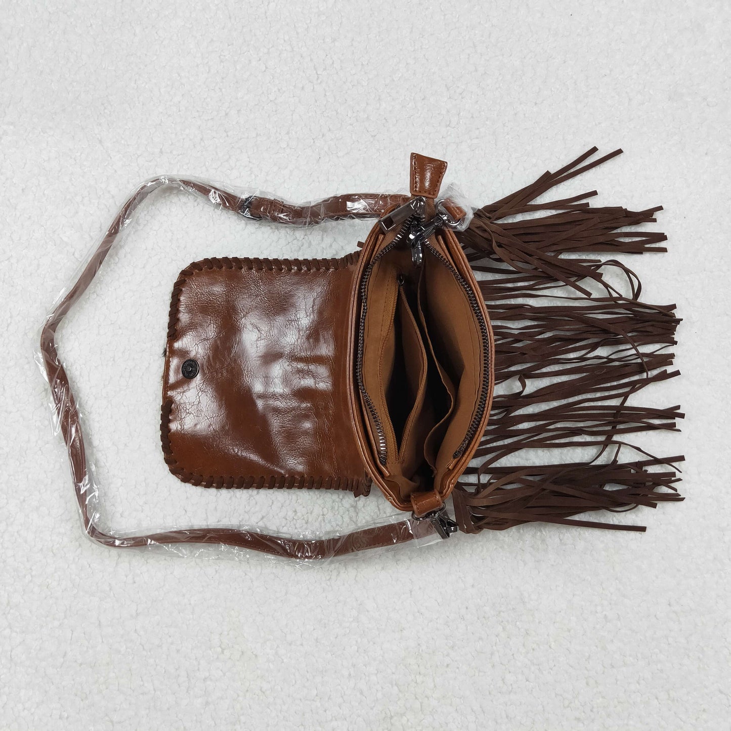 USA Brown Cow Print Handbags With Tassel