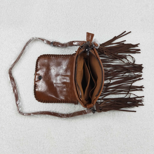 USA Brown Cow Print Handbags With Tassel