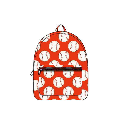Baby Kids Orange Baseballs Team Zipper School Back Bags Preorder
