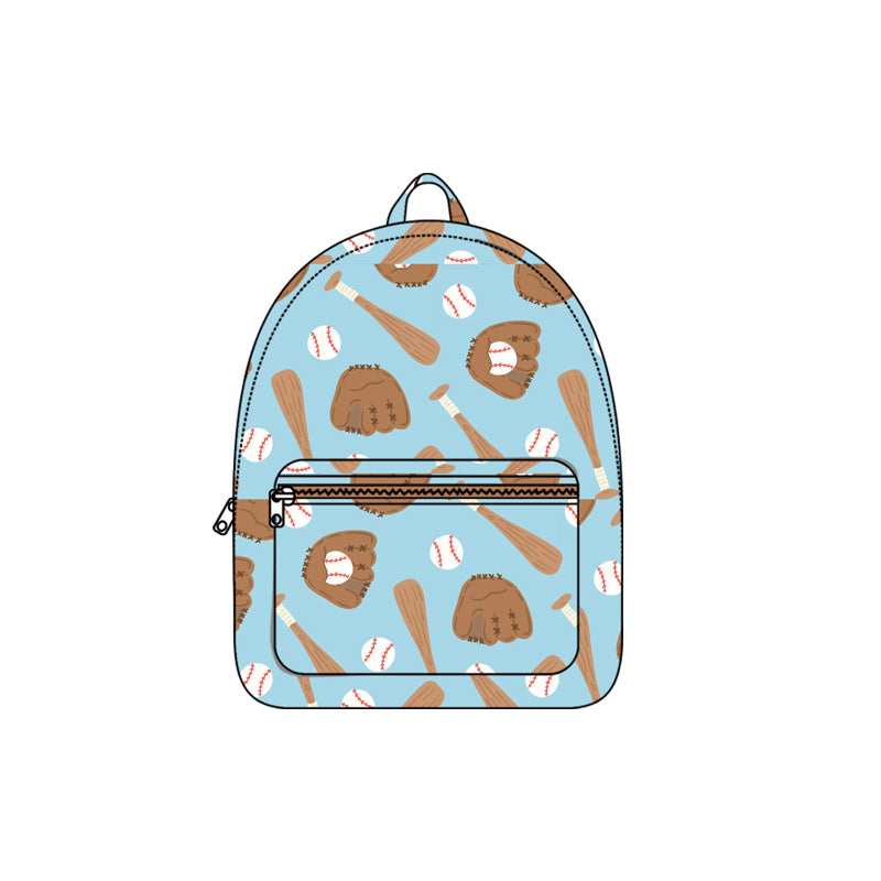 Baby Kids Blue Baseballs Team Zipper School Back Bags Preorder