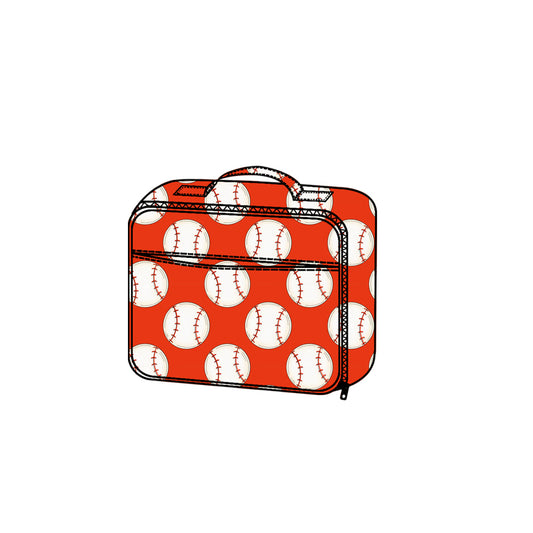 Baby Kids Orange Baseballs Team Zipper Lunch Boxes Preorder