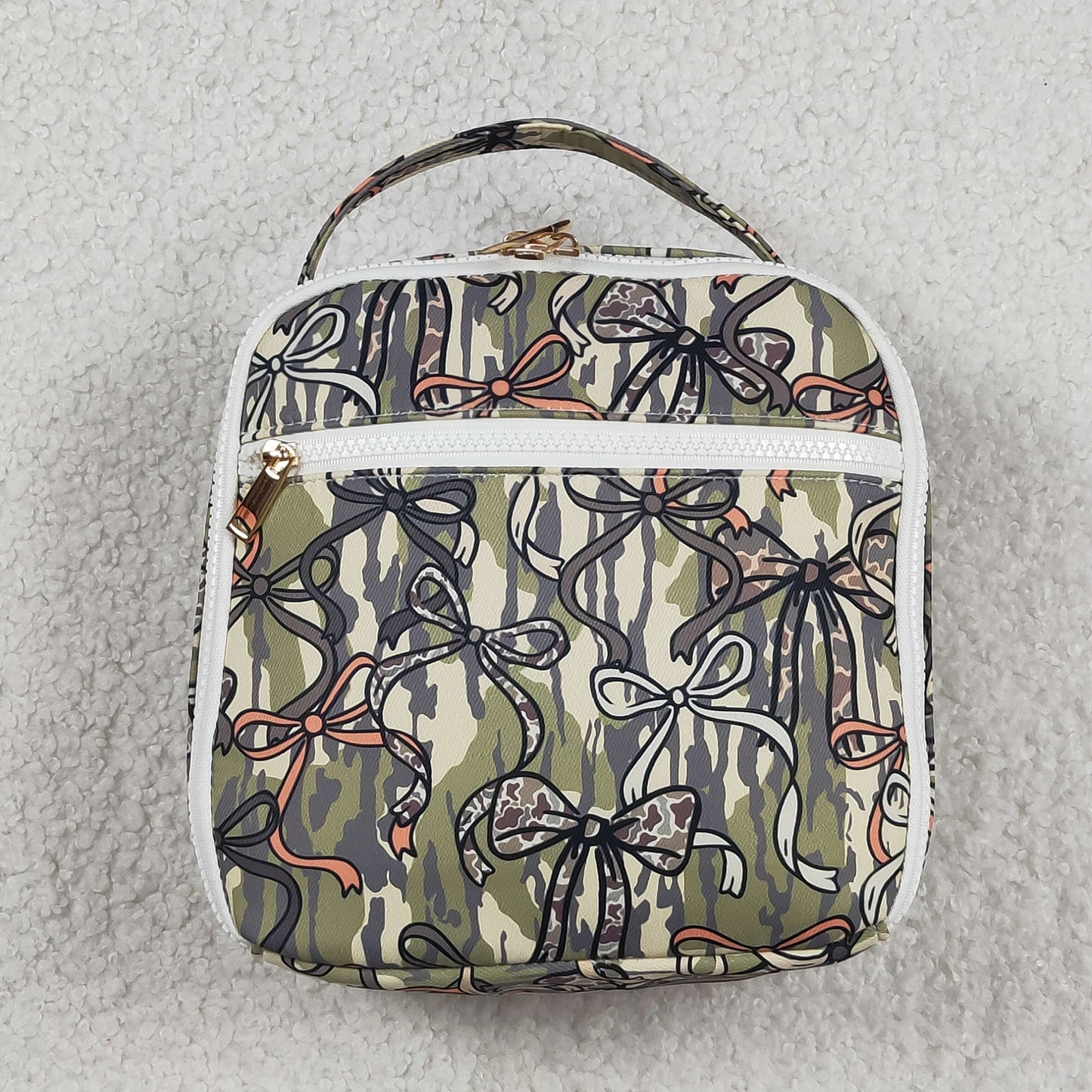 Sibling Baby Girls Back To School Wood Camo Bows Backpack Bags Lunch Boxes