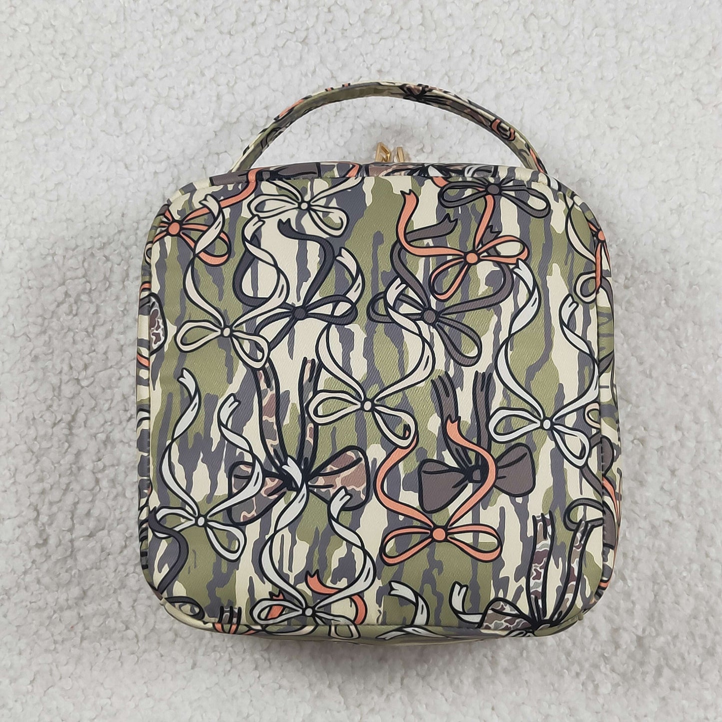 Sibling Baby Girls Back To School Wood Camo Bows Backpack Bags Lunch Boxes