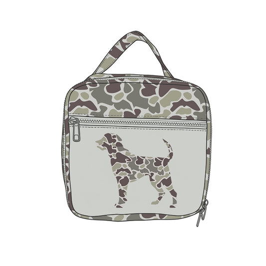 Baby Kids Grey Camo Dogs Zipper Lunch Boxes Preorder