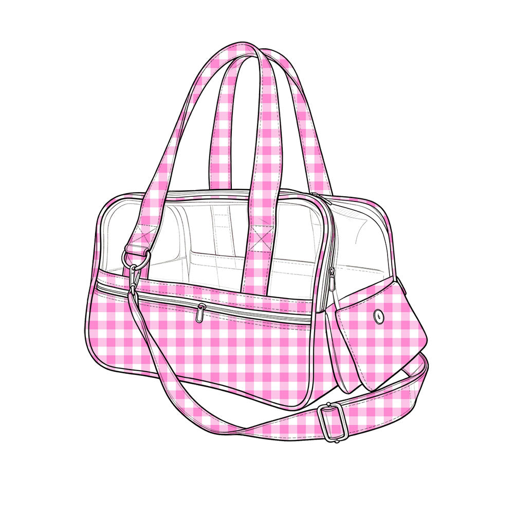 Baby Kids Pink Checked Space Capsule Pet Bags Boxes Preorder