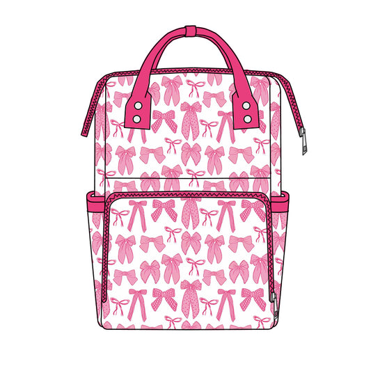 Baby Girls Pink Bows Plaid Backpack Bags Preorder