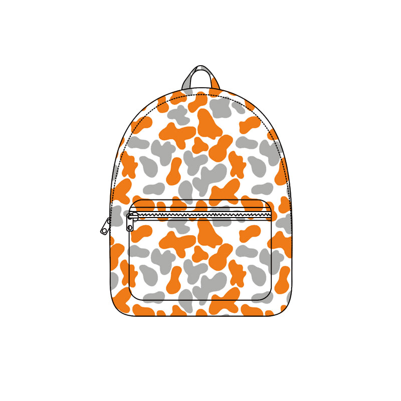 Preorder moq 5 Baby Kids Grey Orange Camo Backpack Bags