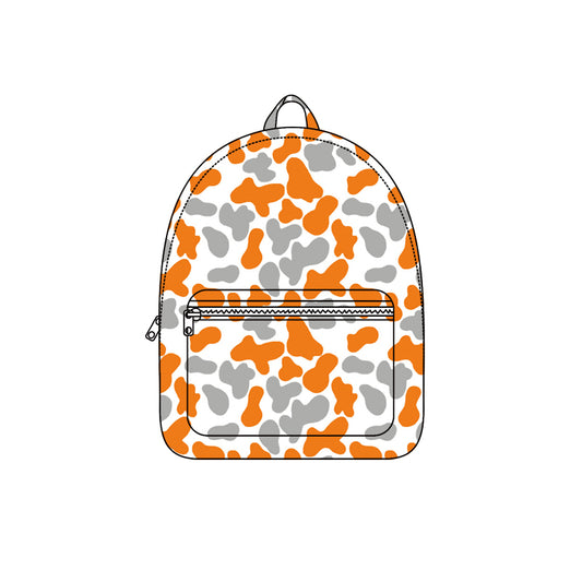 Preorder moq 5 Baby Kids Grey Orange Camo Backpack Bags