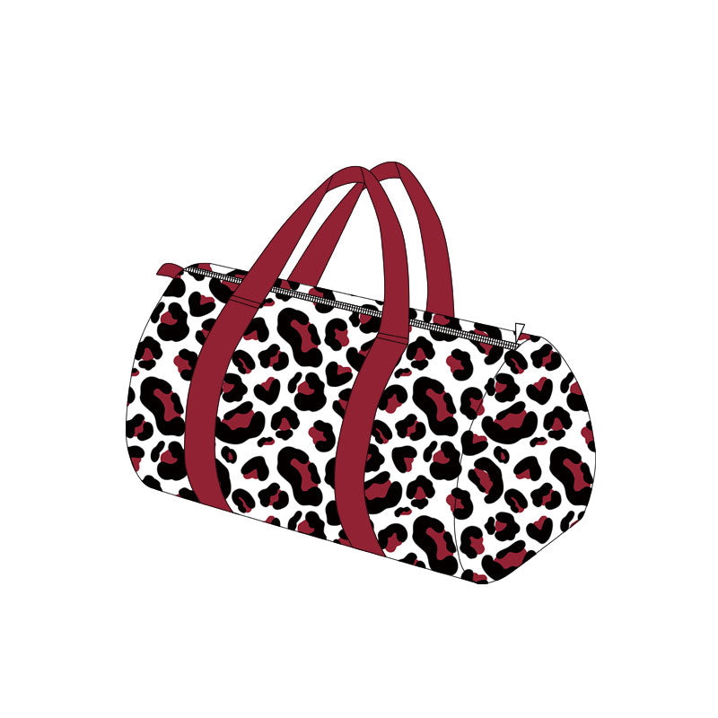 Preorder moq 5 Adult Maroon Black Leopard Camo Gym Bags