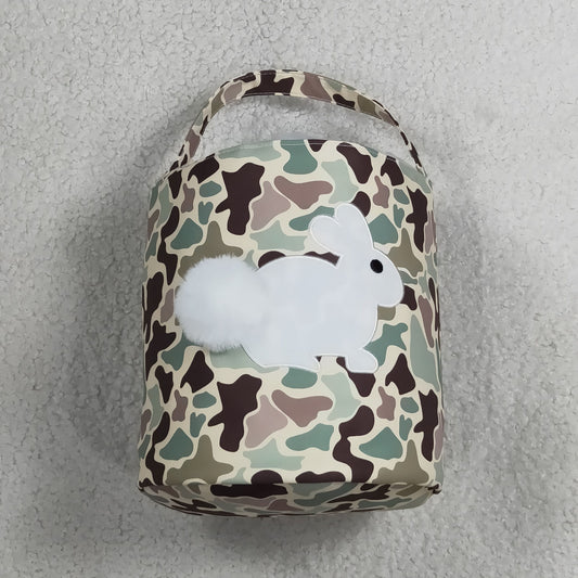 Embroidery Rabbits Baby Kids Pink Brown Camo Easter Bucket Baskets Bags