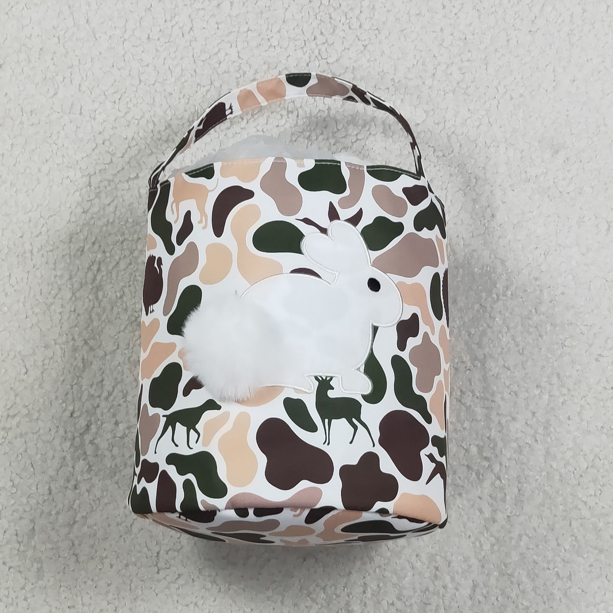 Sibling Baby Kids Embroidery Rabbits Camo Basket Bucket Bags